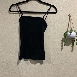 Black square neck tank